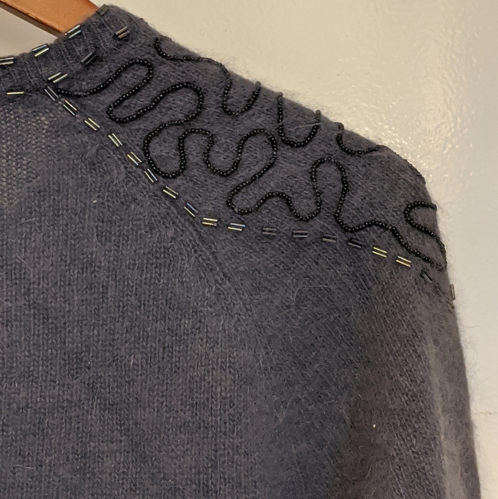 Vintage Sportscraft Lambs Wool Angora Gray Cardigan Sweater 16 - Picture 12 of 14